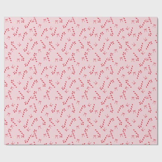 Cute Pink Christmas pattern - Candy Cane- Seamless Cadeaupapier (Vlak)