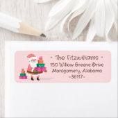Cute Pink Christmas Santa Claus Holding Presents Etiket (Insitu)