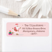 Cute Pink Christmas Santa Claus Ice Skating  Etiket (Insitu)