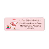 Cute Pink Christmas Santa Claus Ice Skating  Etiket (Voorkant)
