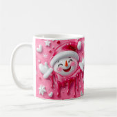 Cute Pink Christmas Snowman Mug Koffiemok (Links)
