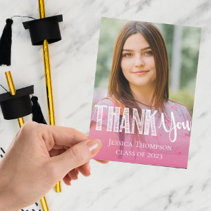 Cute Pink Class of 2023 Afstuderen Foto Hartelijk Briefkaart