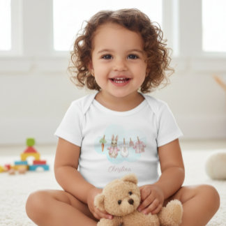 Cute Pink Clothesline Peter the Rabbit Romper