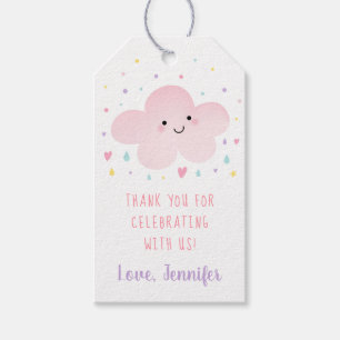 Cute Pink Cloud Stars Baby shower Cadeaulabel