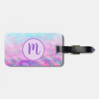 Cute Pink Clouds Monogram Bagagelabel