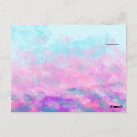 Cute Pink Clouds Monogram Briefkaart (Achterkant)