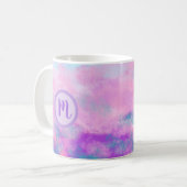 Cute Pink Clouds Monogram Koffiemok (Voorkant links)