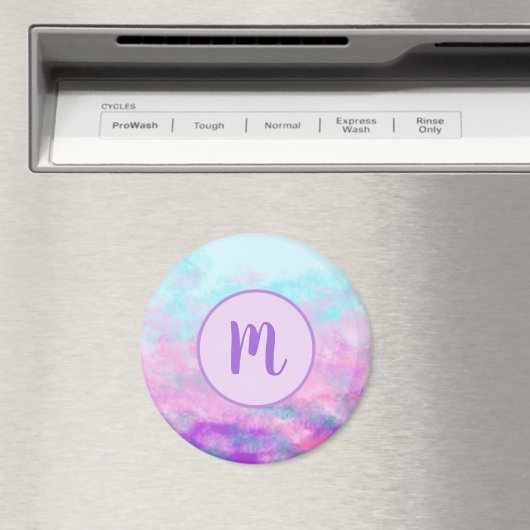 Cute Pink Clouds Monogram Magneet (Insitu (Vaatwasser))