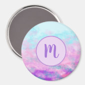 Cute Pink Clouds Monogram Magneet (Voorkant / Achterkant)