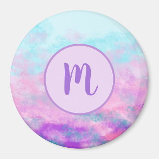 Cute Pink Clouds Monogram Magneet