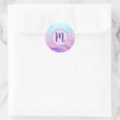 Cute Pink Clouds Monogram Ronde Sticker (Tas)