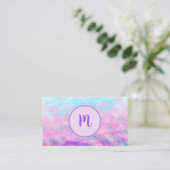 Cute Pink Clouds Monogram Visitekaartje (Staand voorkant)