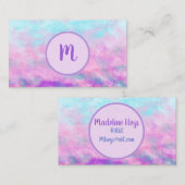 Cute Pink Clouds Monogram Visitekaartje (Voorkant / Achterkant)