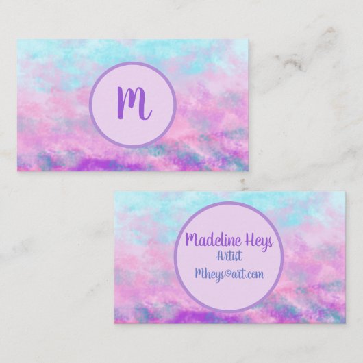 Cute Pink Clouds Monogram Visitekaartje (Voorkant / Achterkant)