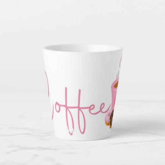 Cute Pink Coffee Mug Latte Mok (Voorkant)