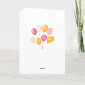 Cute Pink Colorful Balloons Girl Birthday Kaart (Achterkant)