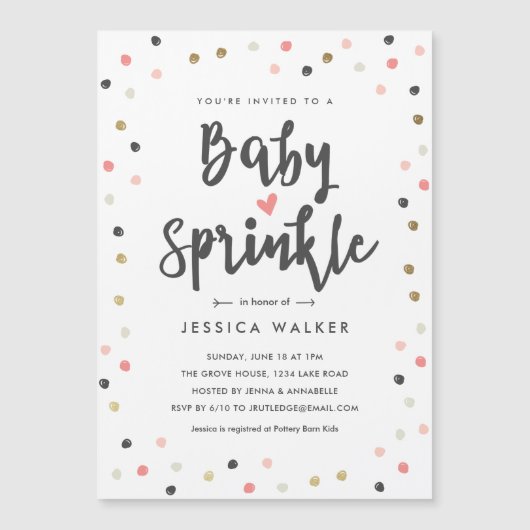 Cute Pink Confetti Type Baby Sprinkle Uitnodiging (Voorkant)