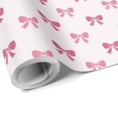 Cute Pink Coquette Bow Birthday Party Cadeaupapier (Rol Hoek)