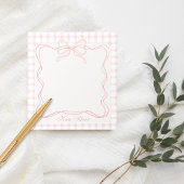 Cute Pink Coquette Bow Gingham Personalized Name Notitieblok