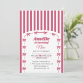 Cute Pink Coquette Bow Girl 9th Birthday Kaart (Staand voorkant)