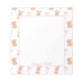Cute Pink Coquette Bows  Bunnies Personalized Name Notitieblok (Voorkant)
