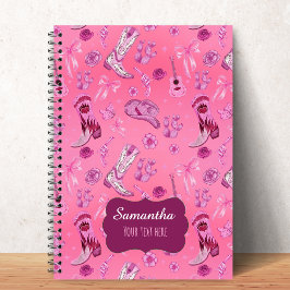 Cute pink Coquette country girl aesthetic pattern Notitieboek