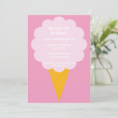 Cute Pink Cotton Snoep Kind Birthday Party Invite Kaart (Staand voorkant)