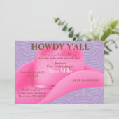 Cute Pink Country Cowboy Pet Birthday Invite Kaart (Staand voorkant)