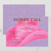 Cute Pink Country Cowboy Pet Birthday Invite Kaart (Voorkant / Achterkant)
