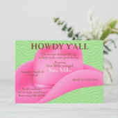 Cute Pink Country Cowboy Pet Birthday Invite Kaart (Staand voorkant)