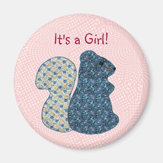 Cute Pink Country Style Squirrel Baby Girl Magneet (Voorkant)
