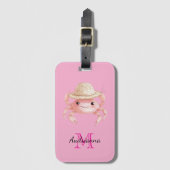 Cute Pink Crab Beach Monogram Bagagelabel (Voorkant (verticaal))