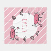 Cute Pink Crab Zee Animal Girl Naam Fleece Deken (Voorkant (Horizontaal))
