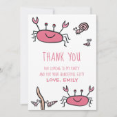 Cute Pink Crab Zee Animals Girl Birthday Bedankkaart (Voorkant)