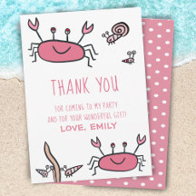 Cute Pink Crab Zee Animals Girl Birthday