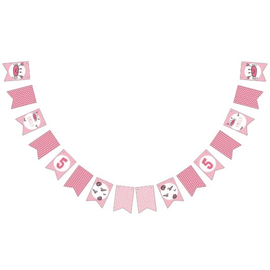 Cute Pink Crab Zee Animals Girl Birthday Vlaggetjes (Alle)