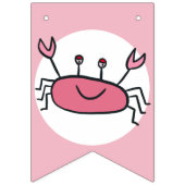 Cute Pink Crab Zee Animals Girl Birthday Vlaggetjes (Eerste vlag)