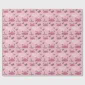 Cute Pink Crab Zee Animals Girl Happy Birthday Cadeaupapier (Vlak)