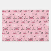 Cute Pink Crab Zee Animals Girl Happy Birthday Inpakpapier Vel (Voorkant 2)