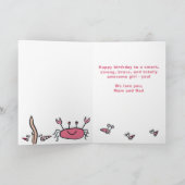 Cute Pink Crab Zee Animals Girl Happy Birthday Kaart (Binnen)