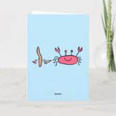 Cute Pink Crab Zee Animals Girl Happy Birthday Kaart (Achterkant)