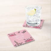 Cute Pink Crab Zee Animals Girl Happy Birthday Kartonnen Onderzetters (Insitu)