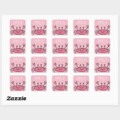 Cute Pink Crab Zee Animals Girl Name Vierkante Sticker (Vel)