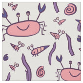 Cute Pink Crab Zee Animals Pattern Kinder Girl Stof (Close Up)