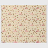 Cute Pink Cream Gingerbrood Candy Cane Wrapping Pa Cadeaupapier (Vlak)
