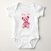 Cute Pink Crocheted Baby Girl's Personalized Romper (Voorkant)