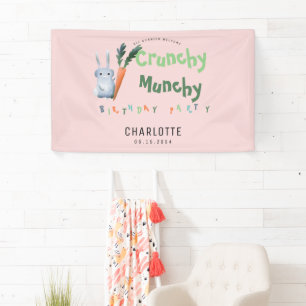 Cute Pink Crunchy Munchy Bunny Girl Birthday Party Spandoek