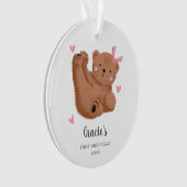 Cute Pink Cub Beer Baby's Eerste Kerstmis Ornament (voorkant)