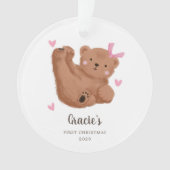 Cute Pink Cub Beer Baby's Eerste Kerstmis Ornament (voorkant)