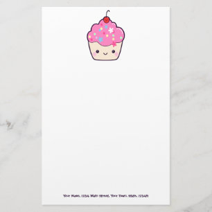 Cute Pink Cupcake Briefpapier